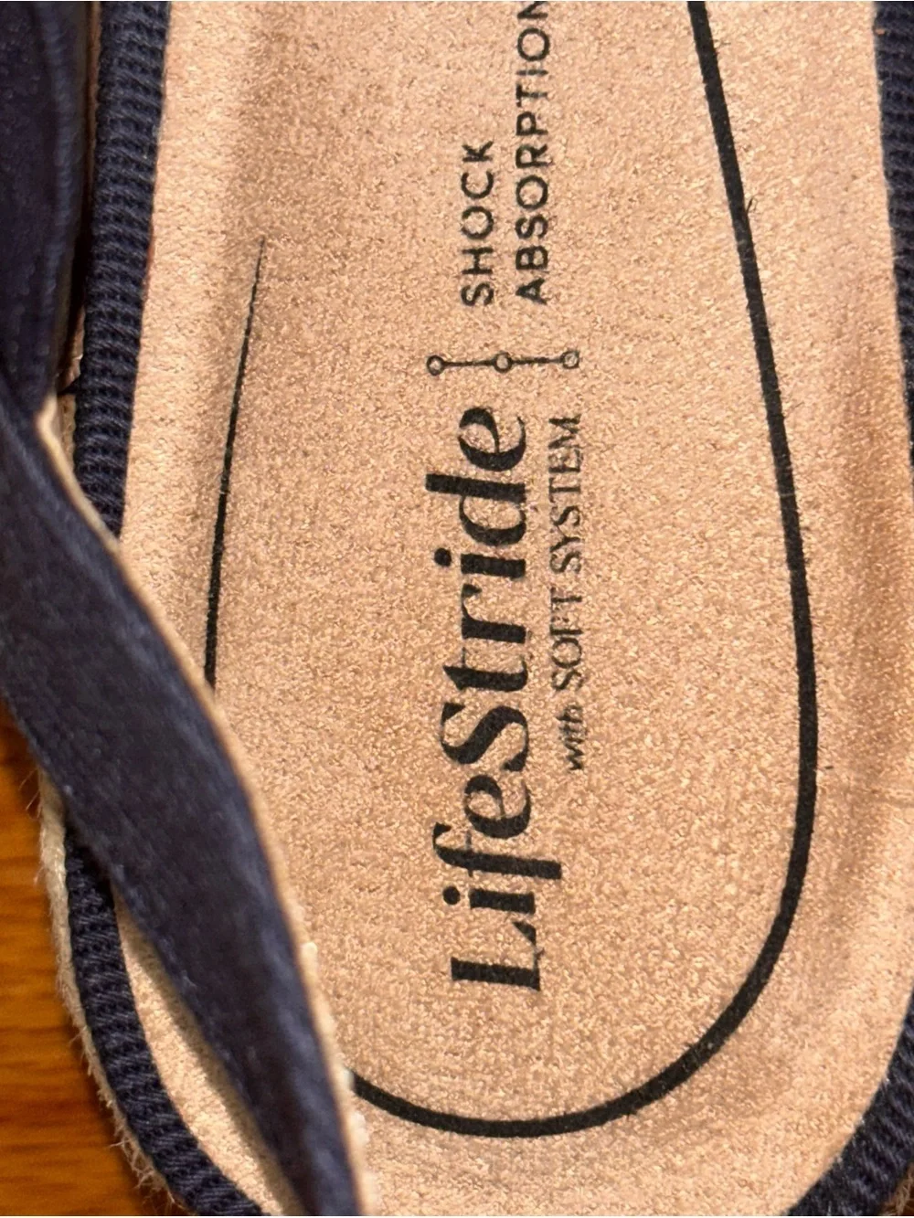 LifeStride Navy Espadrille Wedge Slingback Sandals Soft System Women’s 7 NWOT